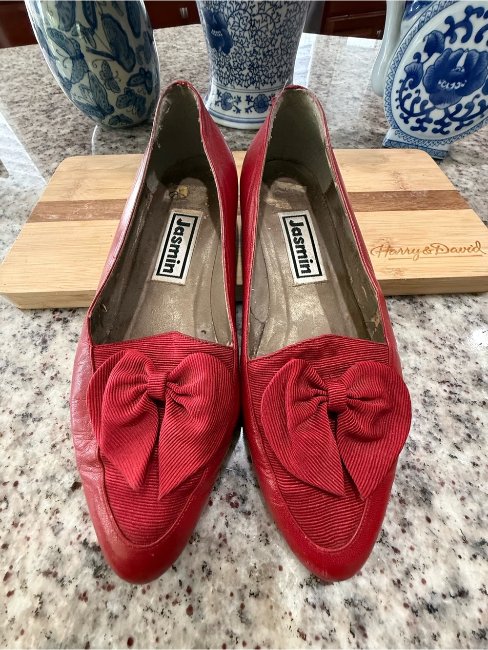Jasmine Red Bow Pointed-Toe Flats